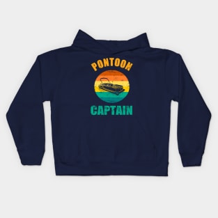 Pontoon Boat Captain Retro Kids Hoodie